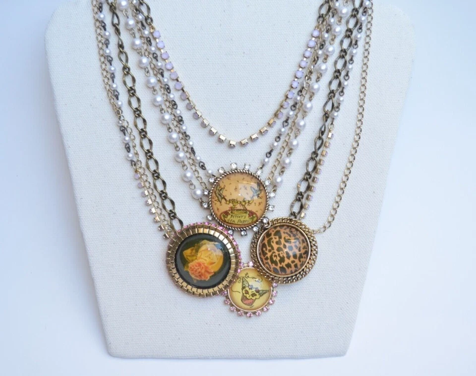 Collar Grueso Multi Hilo Betsey Johnson Tea Party Burbuja Pastel Lucite