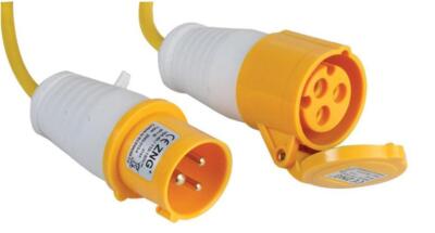 32A, 110V, Cee Extension Cable Socket Plug, 2P+E, Yellow, 14m - PELB0132