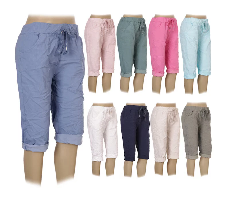 Italian Plain Magic Knee Length Shorts Trousers Joggers