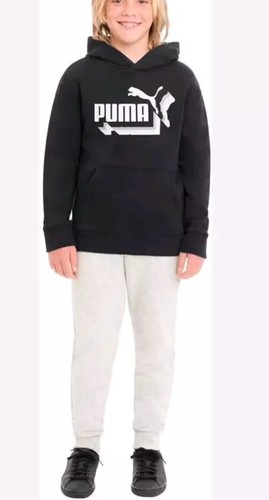 PUMA Youth Black French Terry Hoodie Long Sleeve size XS5/6. New - Picture 3 of 3