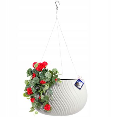 KADAX Hängetopf, Blumenampel mit Kette und Haken, Hängepflanztopf, 32 cm, Weiß