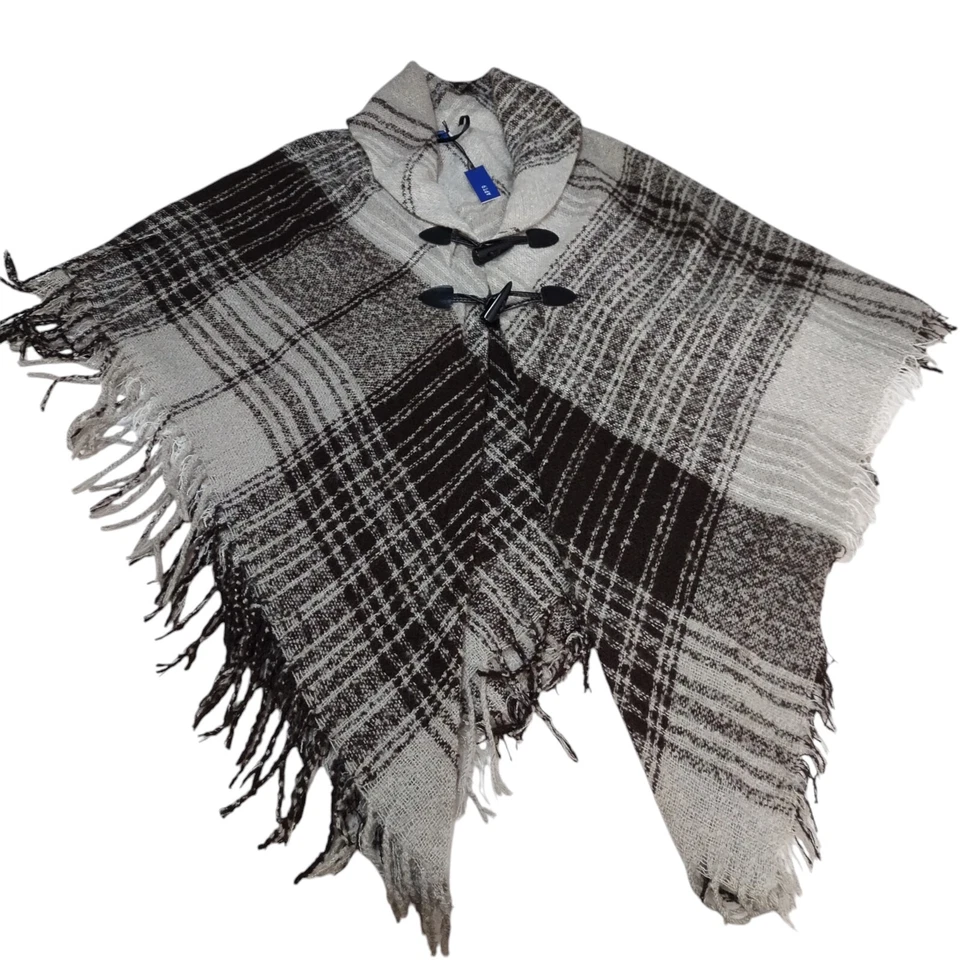 Apt. Poncho suéter tejido marrón tostado 9 para mujer talla O/S nuevo con etiquetas Foto 3 de 4