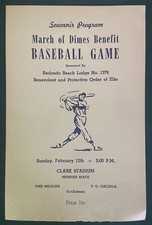 Leo Carrillo Master of Ceremonies Baseball Benefit Game March of Dimes Program