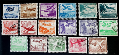 17 Chile Briefmarken Lot#77L (1950 Flugzeuge)
