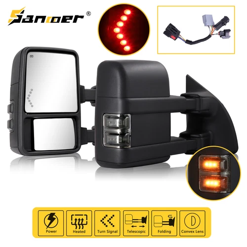 Sanooer Tow Mirrors LED Turn Signal DRL  for 1999-2016 Ford F250-F550 Super Duty
