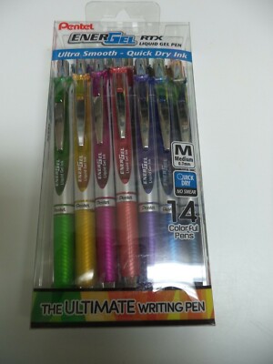14  Pentel EnerGel RTX Retractable Liquid Gel Pen 0.7mm Medium Assorted Colors