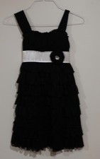 Sequin Hearts Girls Size 10 Black White Ruffled Special Occassion Dress