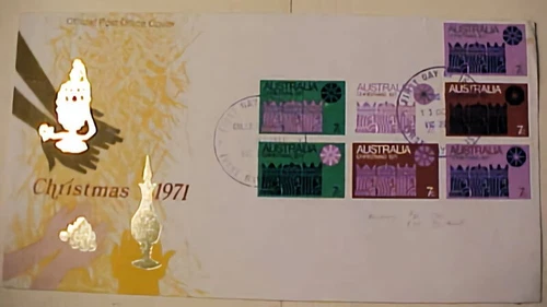 AUSTRALIA FDC  BLOCK OF 7 1971 COLLINS STREET