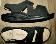  324 NEW Finn Comfort YUMA Black Nubuck Leather Walking Sandals UK 42 M  9 US