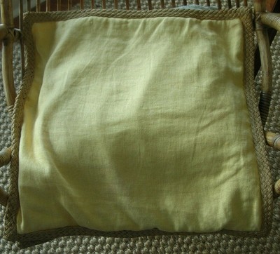 Pottery Barn Yellow Linen Pillow Covers With Jute Braid Trim 20x20