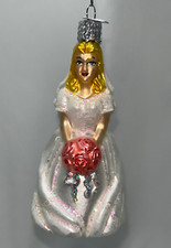Old World Christmas Glass Ornament Hand Painted Blonde Bride Wedding 2013