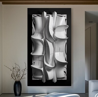 LEINWAND BILD BIS 185x100x5 ABSTRAKT OBJEKT 3D-OPTIK WANDBILD MODERN SCHWARZ-WEI