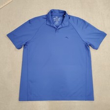 Tommy Bahama Island Zone Polo Shirt Mens Medium Blue Short Sleeve Performance 