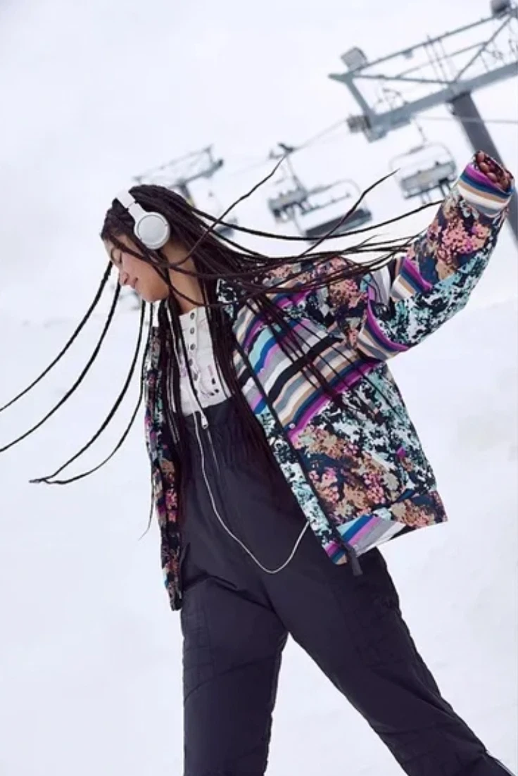 Free People Bunny Slope Mixed Print Puffer Jacket Ski Snow Snowboard NWT Xsmall