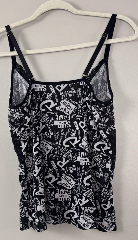 Lencería sexy romántica coqueta babydoll cami L Y2K grunge graffiti negra de encaje Foto 2 de 4