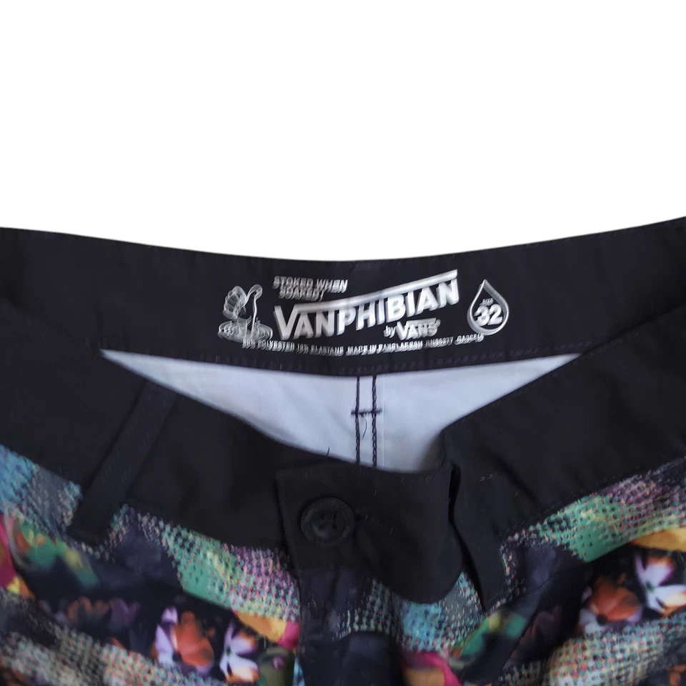Pantalones Cortos de Tabla VANS Vanphibian Beflor Negros Multicolor Húmedos/Secos Hombres Talla 32 Foto 4 de 4