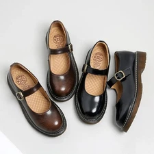 Oxfords Buckle Mary Jane Shoe Small Leather Shoes Breathable Round Toe Soft Flat