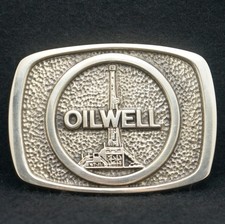 WD05145 VINTAGE 1970s   OILWELL   OIL  GAS ARTWORK SOLID BRASS BELT BUCKLE