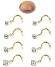 8Pcs Nose Rings Studs Set for Women Men: Hypoallergenic G23 Titanium/316L Surgi