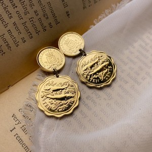 Authentic Franklin Mint 1987 Golden Caribbean Jewelry Collection Gold Plated Coin Earrings