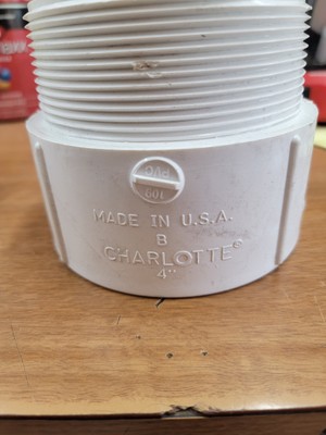 Charlotte Pipe Shd40 PVC DWV Male Adapter White Hub x MNPT 4'' 1WKG8. Bld3
