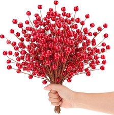 15 Pcs Artificial Red Berry Stems Christmas Red Berries Holly Berry Branches Fak