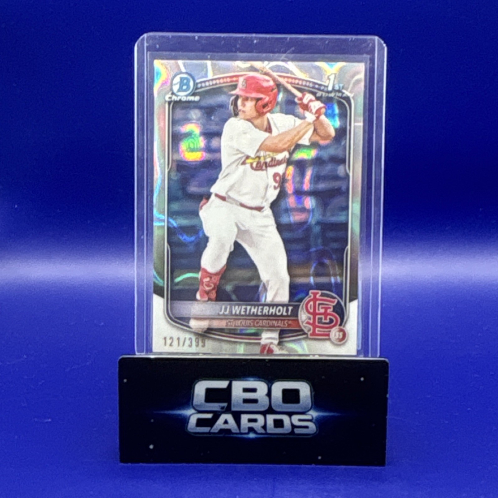 Topps 2025 Bowman Chrome JJ Wetherholt Lava Refractor /399 RC #BCP-22 Cardinals