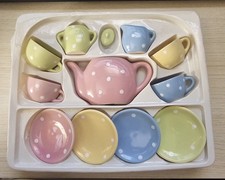 12 Piece Pastel Polka Dot Ceramic Tea Set