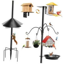 Bird Feeder Station with Squirrel Baffle and Bird Bath,Squirrel Proof for Bird 