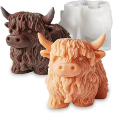 Highland Cow Shape Silicone Molds for Resin Candle Soap, 3D Cow Animal Candle...