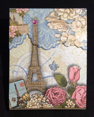 Punch Studio Retired Vtg VHTF Mini Note Pad | Pastel Floral Eiffel Tower | 66529