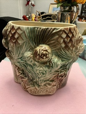 Vntg 1950 s McCoy OWL When Shadows Fall Pine Cone Cookie Jar Missing Top