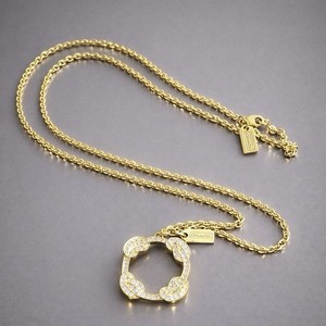 Authentic COACH Vintage Gold Plated Pave Crystal Knot Pendant Long Necklace (org $125)