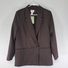H M Women's Blazer Brown Polyester Blend Size SMALL / NEW