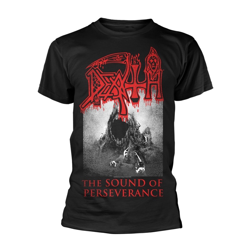 DEATH - THE SOUND OF PERSEVERANCE BLACK T-Shirt, Front - Back Print Large