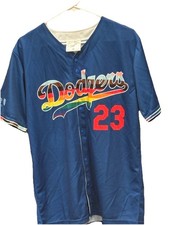 Dodgers Size M Blue Short Sleeve #23 L.A. Pride Polyester Baseball Jersey