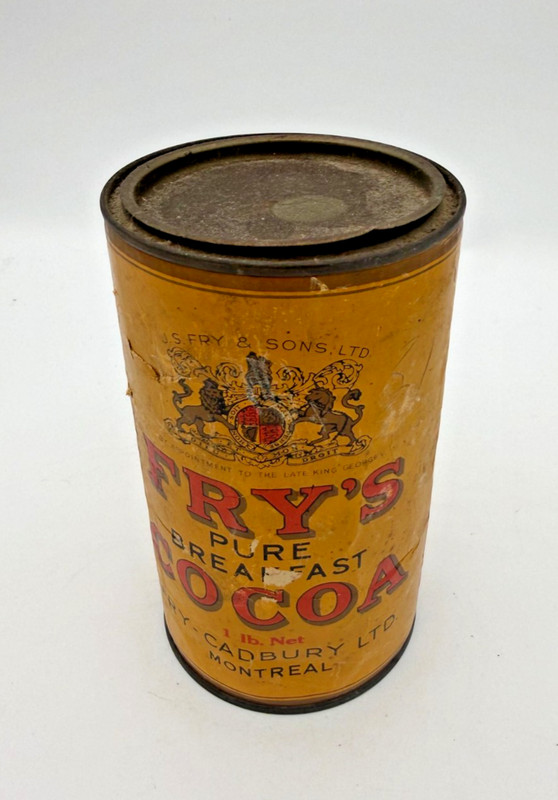 Vintage Fry's Cocoa Canister 6.25 Inches Tall
