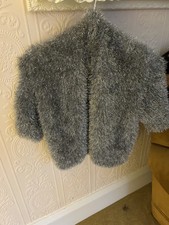 Jacket Cropped  8/10, Knit, Soft,Handmade silver grey glitter Eyelash, new
