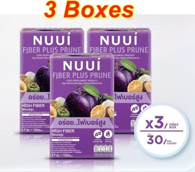 3 Boxes Detox NUUI Fiber Plus Prune High Fiber Drink Sugar Free FOS PsylliumHusk