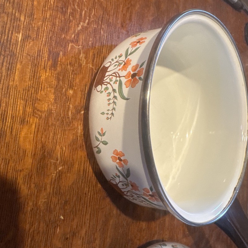 Countryside Collection Enamelware Pot Saucepan Jmp 1 Quart Vintage 1980s Floral 