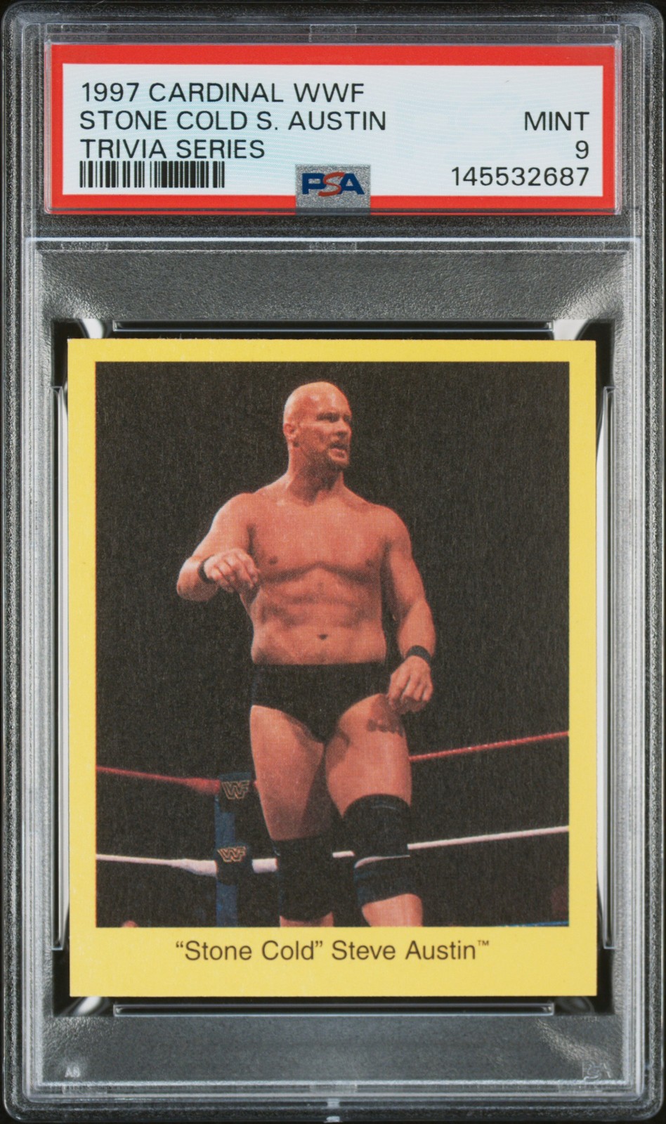 1997 CARDINAL WWF TRIVIA SERIES STONE COLD STEVE AUSTIN PSA 9