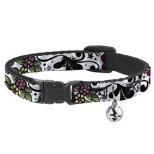 Cat Collar Breakaway with Bell Mom  Dad CLOSE-UP White NARROW Fits 8.5-12"