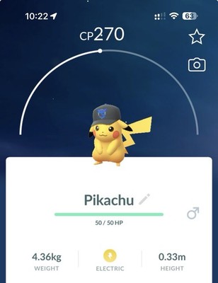 Pokemon Go - Pikachu With team Mystic Hat - Normal (Not Shiny)