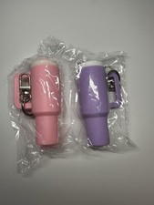 Lot of 2- Mini "Stanley Style" Tumbler Keychain Chapstick Holder Pink Purple