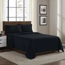100 Cotton Flannel Sheets Queen Size - Warm Cozy Bed Queen, Black