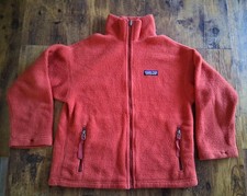 90s Kids PATAGONIA Zip Up Jacket Orange Fleece Size 8 Small