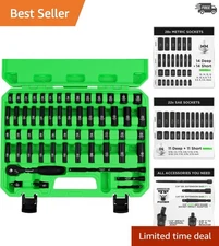 Professional 1/4" Drive Impact Socket Set - 56 Pieces in SAE & Metric Sizes