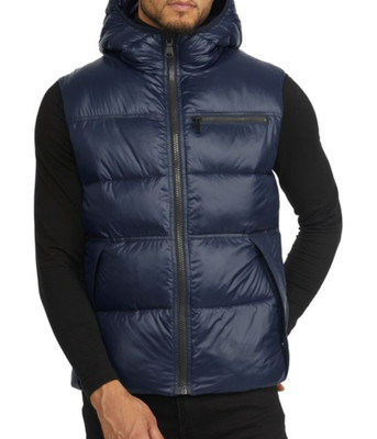 NWT PAJAR Ryan Puffer Hooded Vest Thinsulate Ribbed Navy Blue Packable Coat Zip