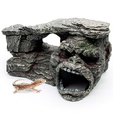 Gecko Hide Shale Scape Step Ledge, Reptile Rock Basking Platform Cave Hideout