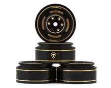 Treal Hobby Type C 1.0" 4-Slot Brass Beadlock Wheels (Black/Gold) (50g ea) (4)